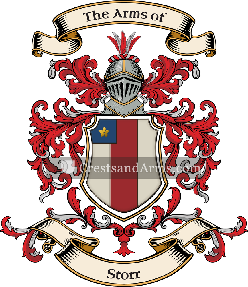 The Storr coat of arms, drawn from the recorded blazon