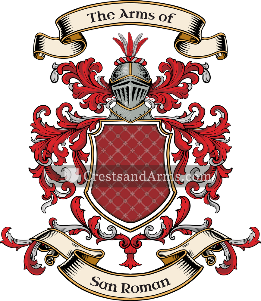 The San Roman coat of arms, drawn from the recorded blazon