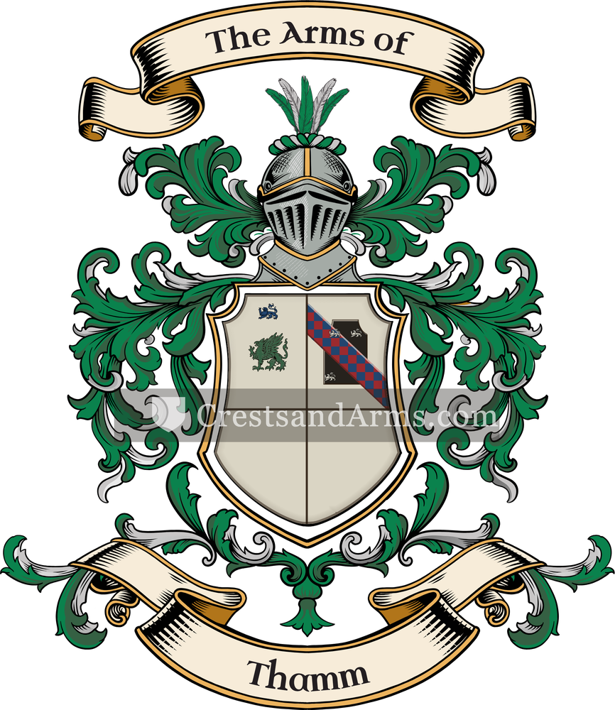 The Thamm coat of arms, drawn from the recorded blazon