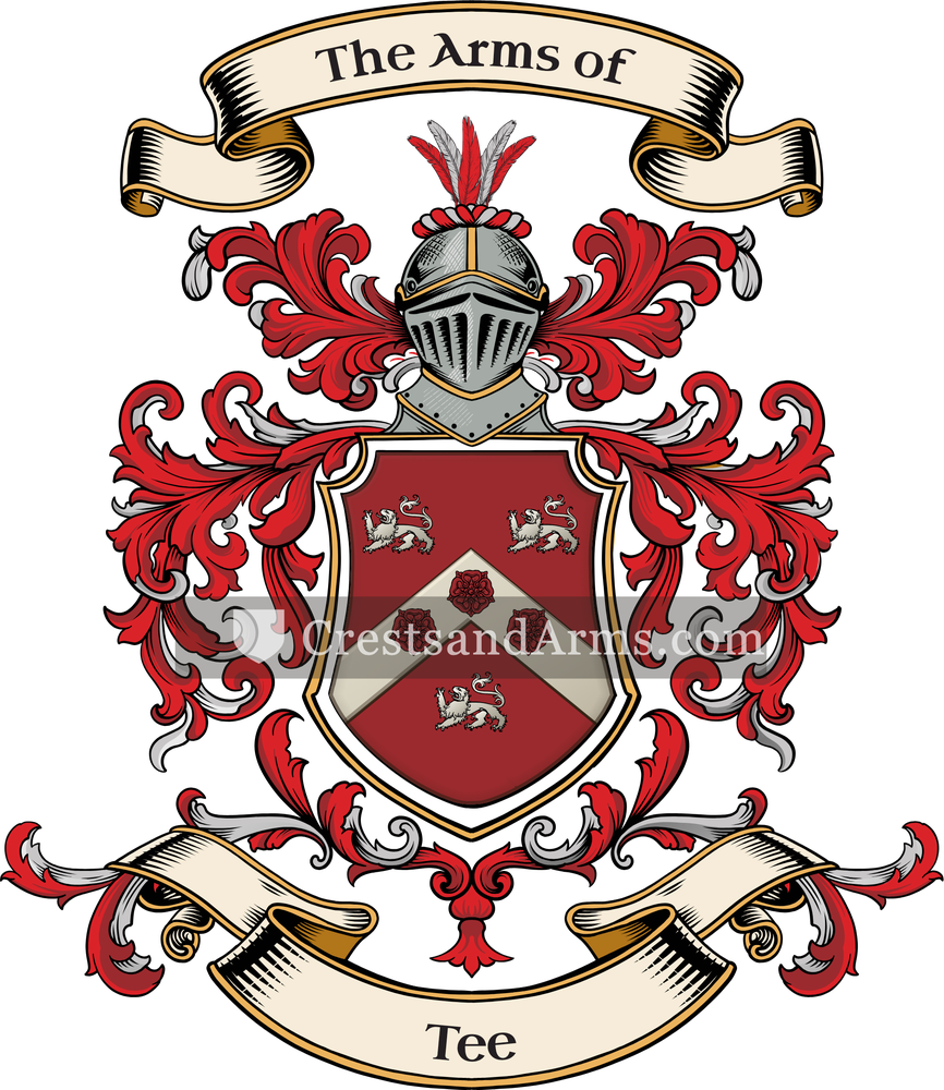The Tee coat of arms, drawn from the recorded blazon