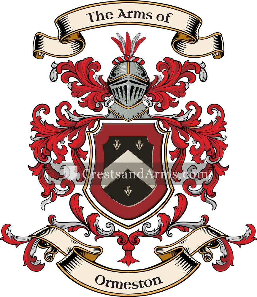 The Ormeston coat of arms, drawn from the recorded blazon