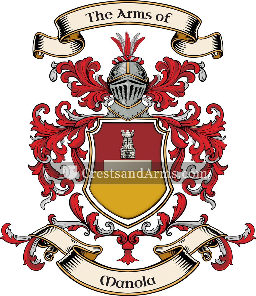 The Manola coat of arms, drawn from the recorded blazon