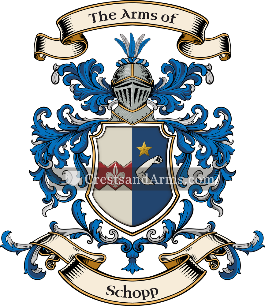 The Schopp coat of arms, drawn from the recorded blazon