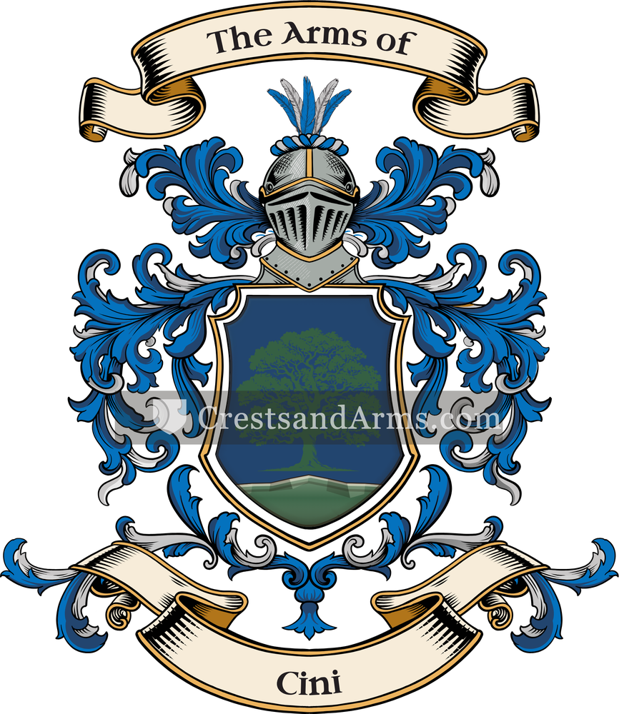The Cini coat of arms, drawn from the recorded blazon