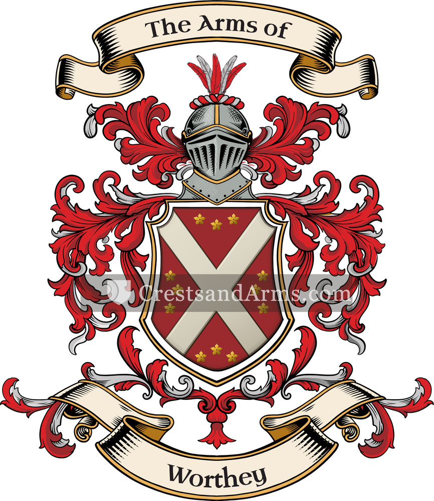 The Worthey coat of arms, drawn from the recorded blazon