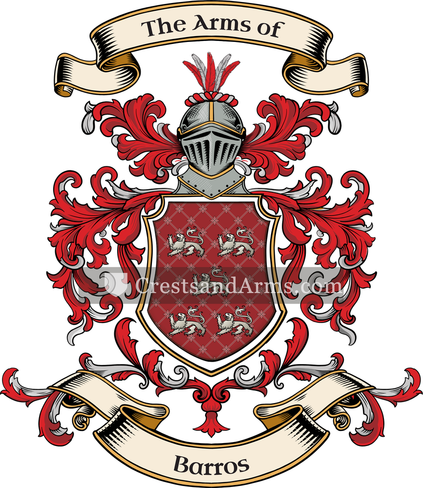 The Barros coat of arms, drawn from the recorded blazon