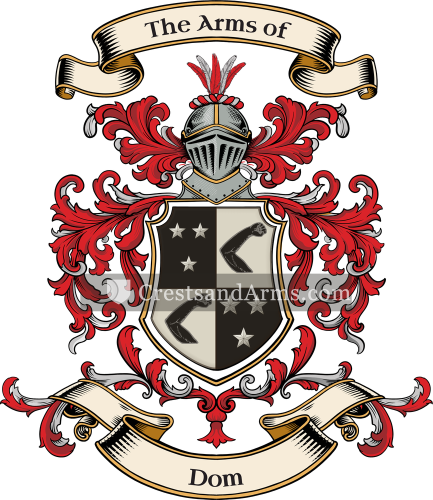 The Dom coat of arms, drawn from the recorded blazon
