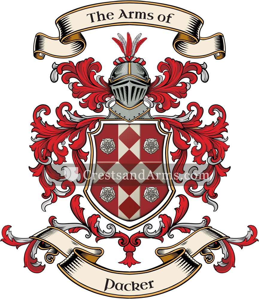 The Packer coat of arms, drawn from the recorded blazon