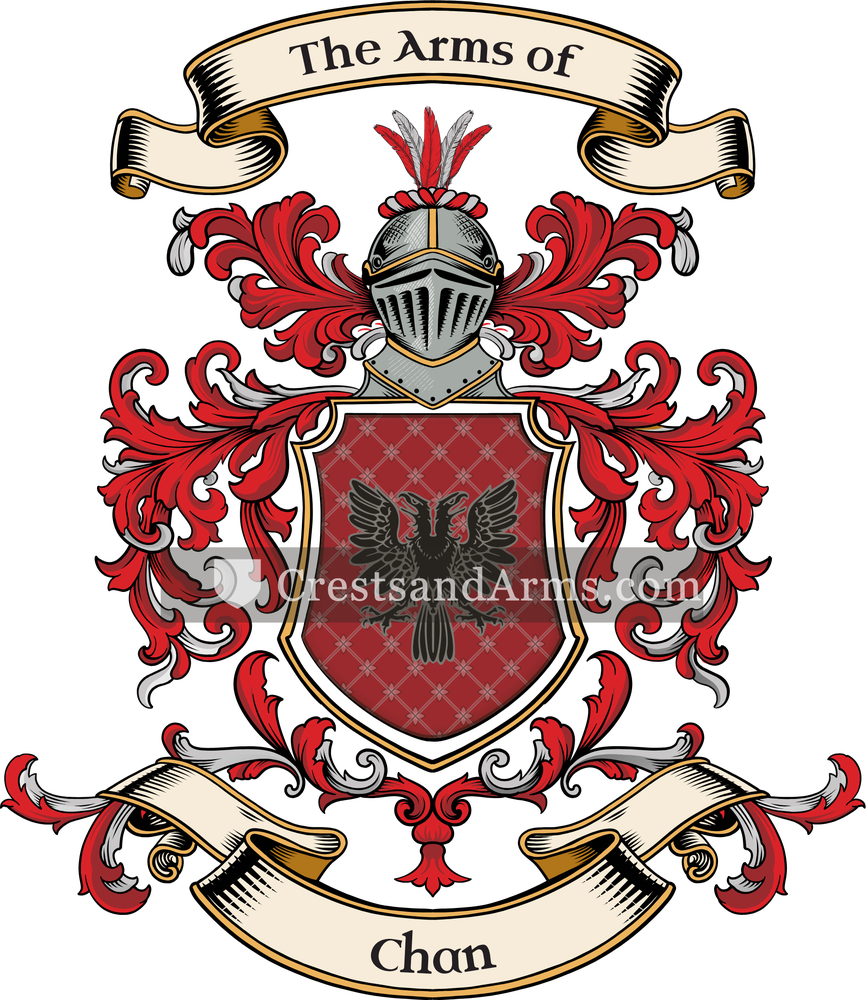 The Chan coat of arms, drawn from the recorded blazon