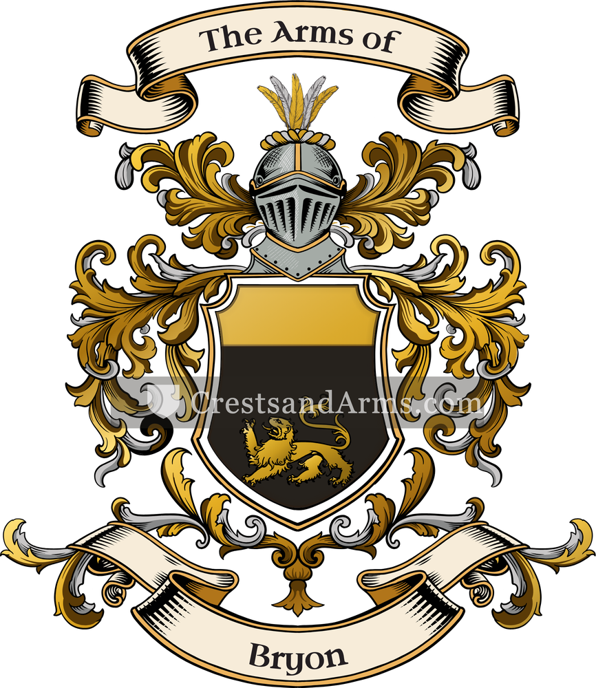 The Bryon coat of arms, drawn from the recorded blazon