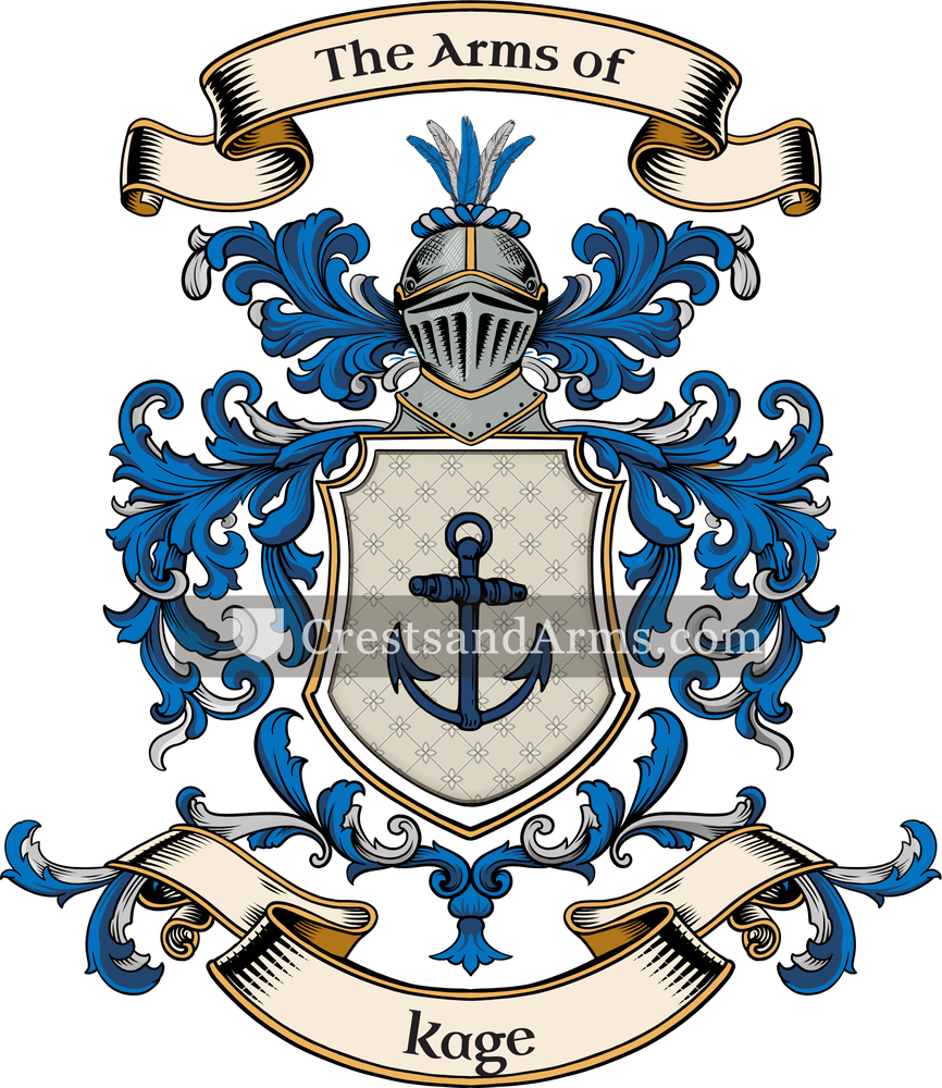 The Kage coat of arms, drawn from the recorded blazon
