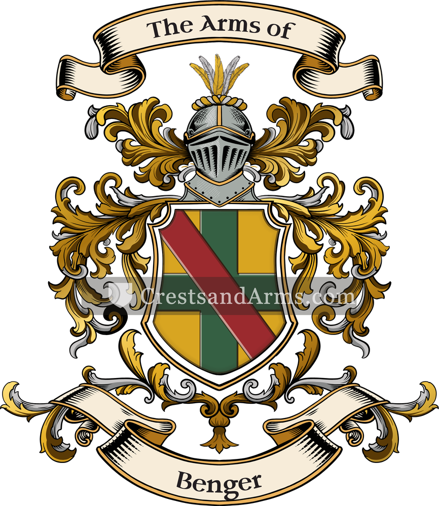 The Benger coat of arms, drawn from the recorded blazon