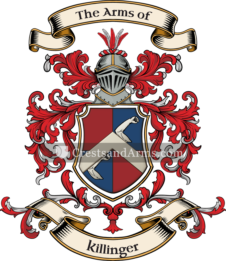 The Killinger coat of arms, drawn from the recorded blazon