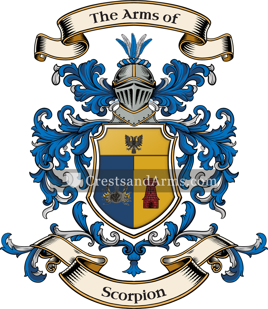 The Scorpion coat of arms, drawn from the recorded blazon