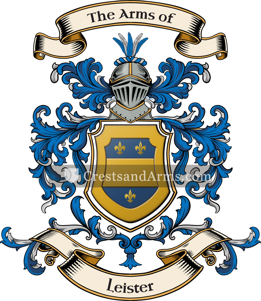 The Leister coat of arms, drawn from the recorded blazon