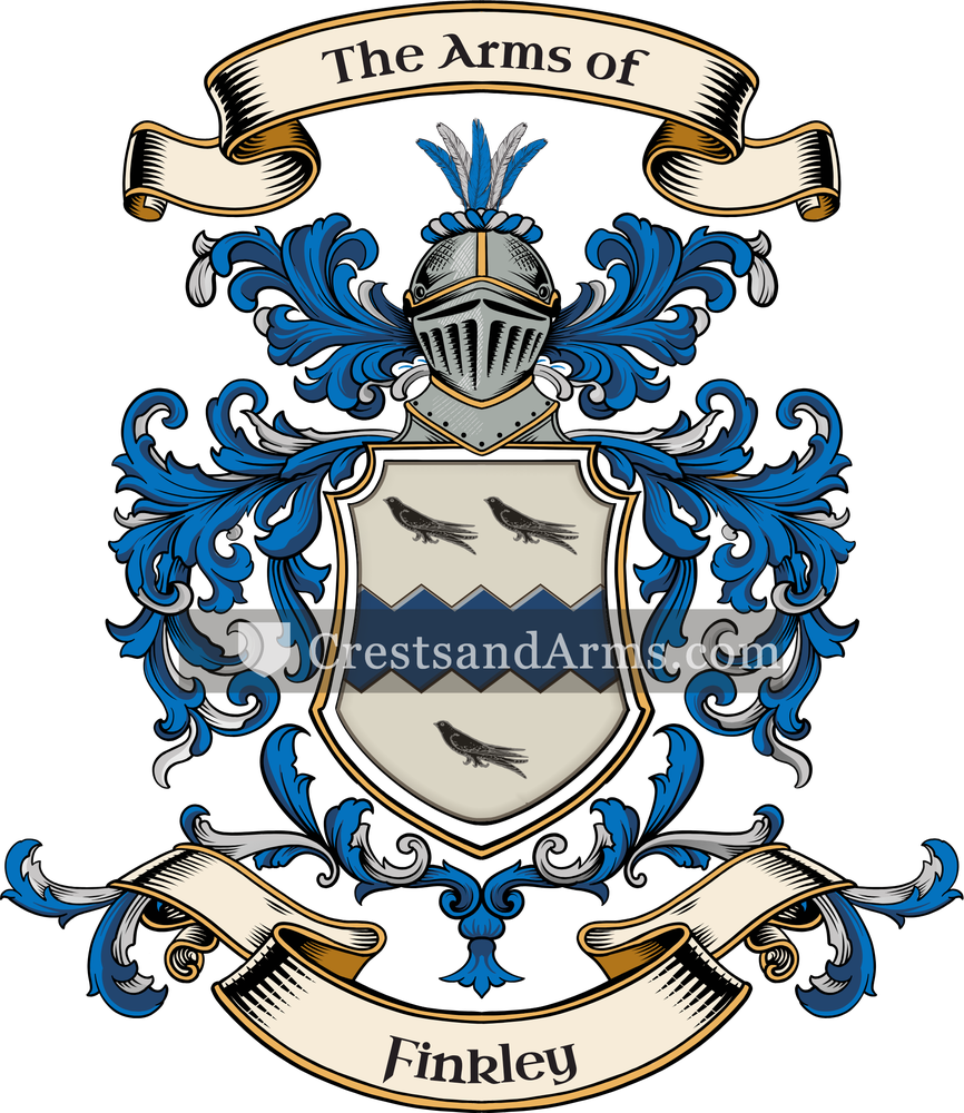 The Finkley coat of arms, drawn from the recorded blazon