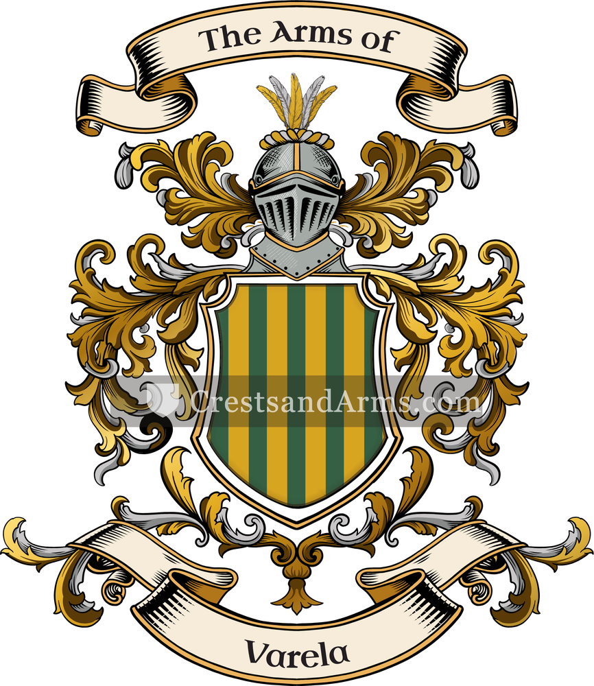 The Varela coat of arms, drawn from the recorded blazon