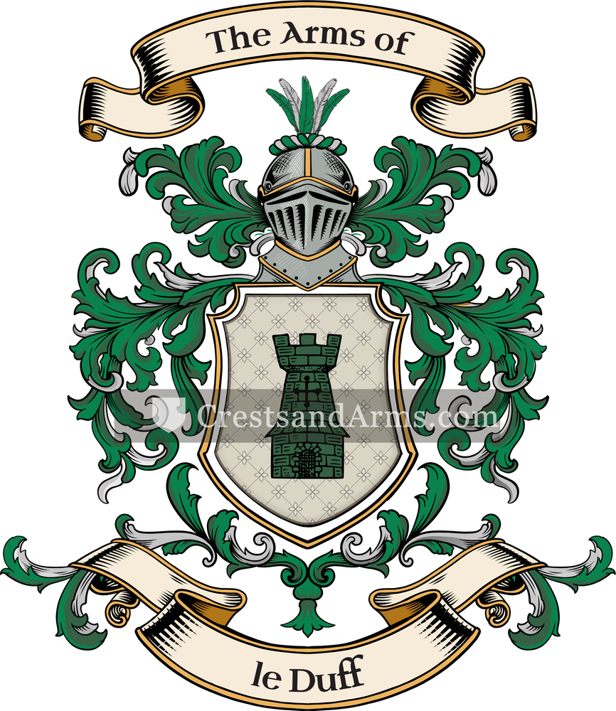 The le Duff coat of arms, drawn from the recorded blazon