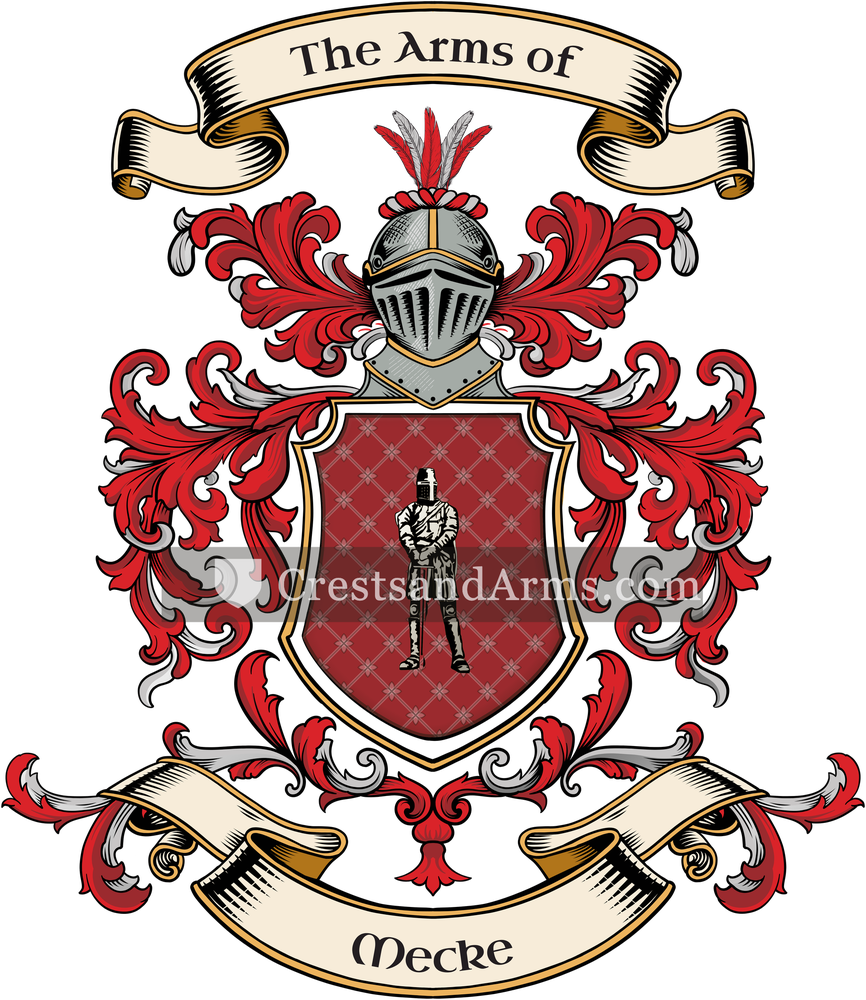 The Mecke coat of arms, drawn from the recorded blazon