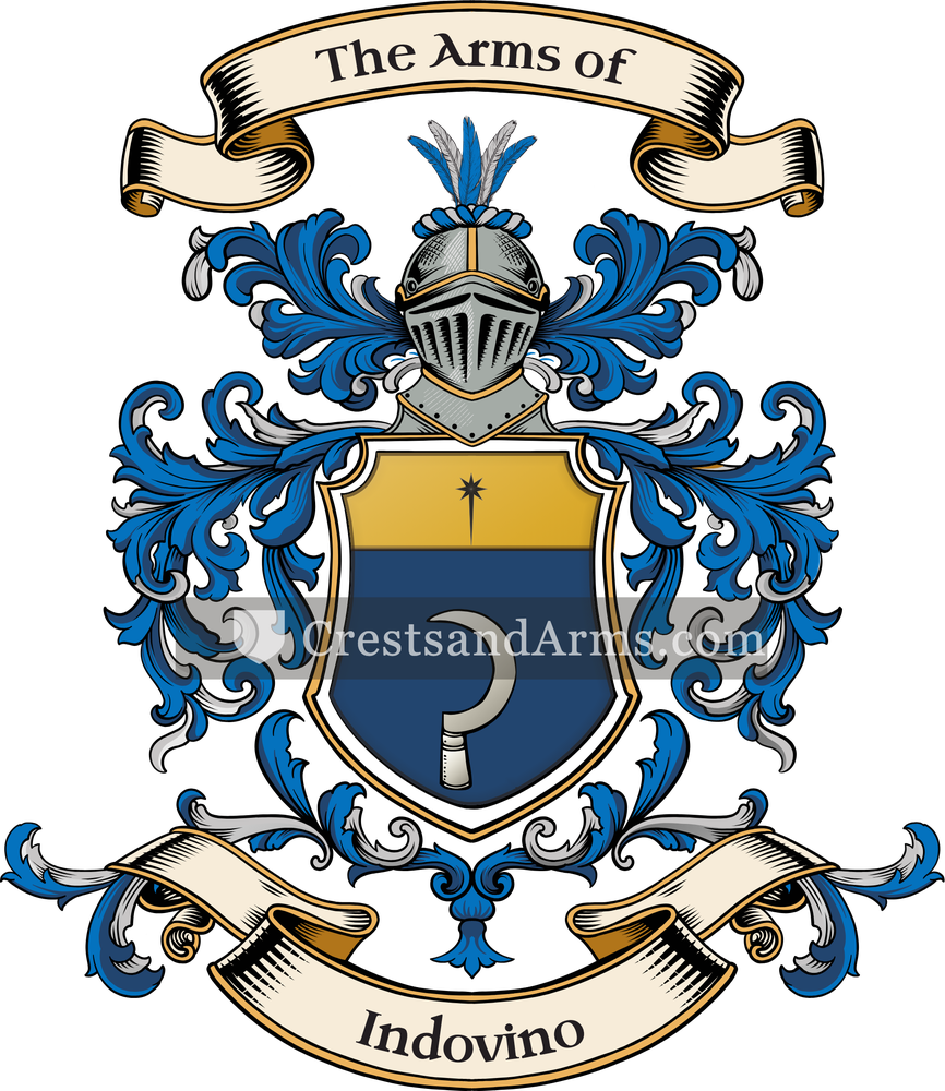 The Indovino coat of arms, drawn from the recorded blazon