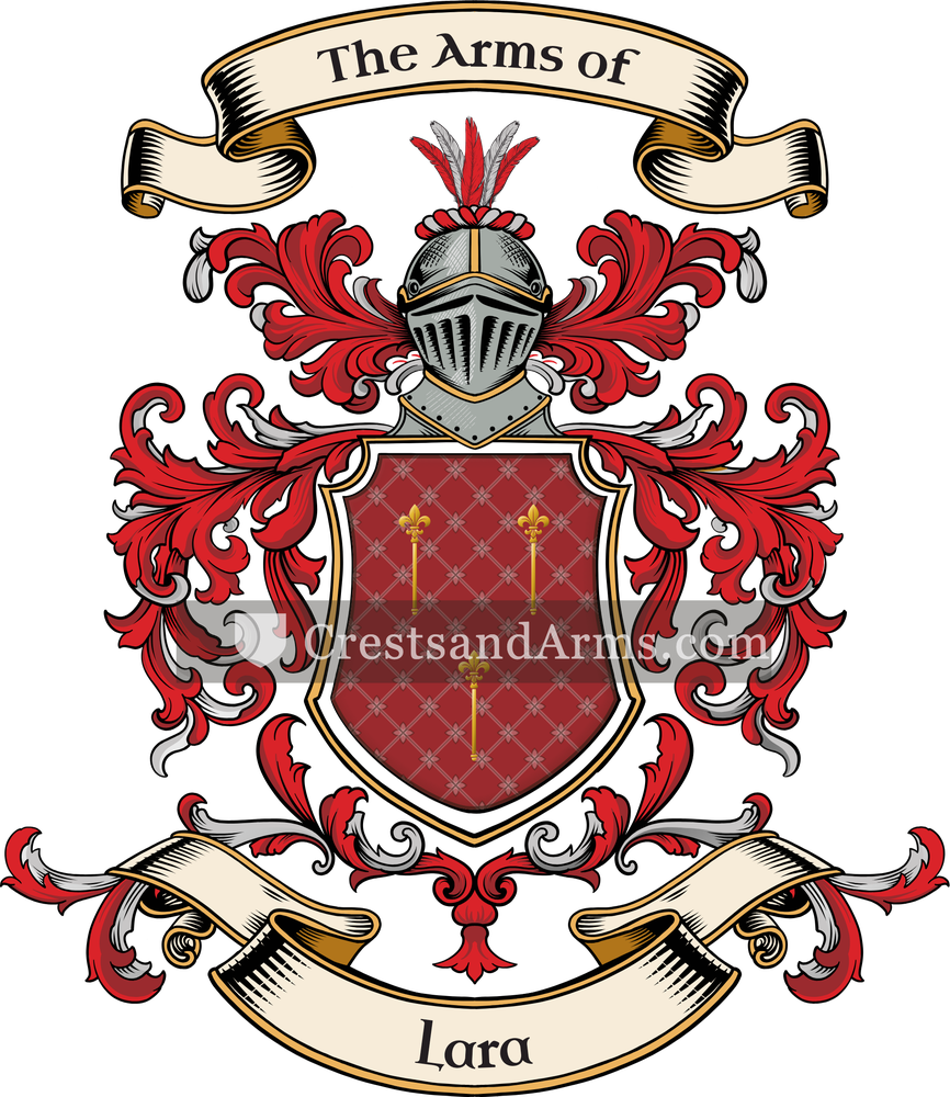 The Lara coat of arms, drawn from the recorded blazon