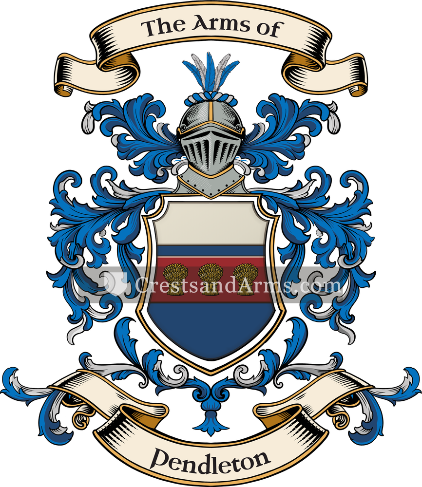 The Pendleton coat of arms, drawn from the recorded blazon