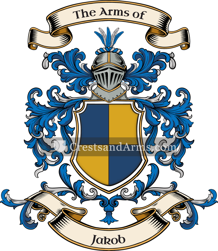 The Jakob coat of arms, drawn from the recorded blazon