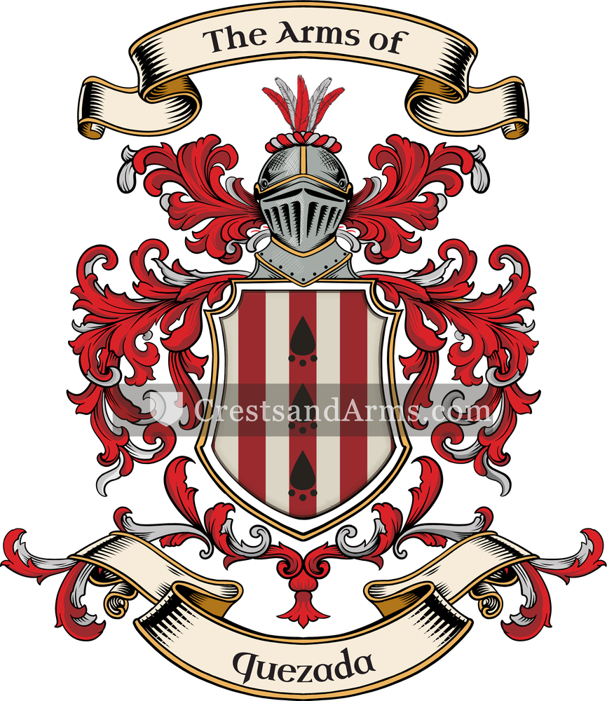 The Quezada coat of arms, drawn from the recorded blazon