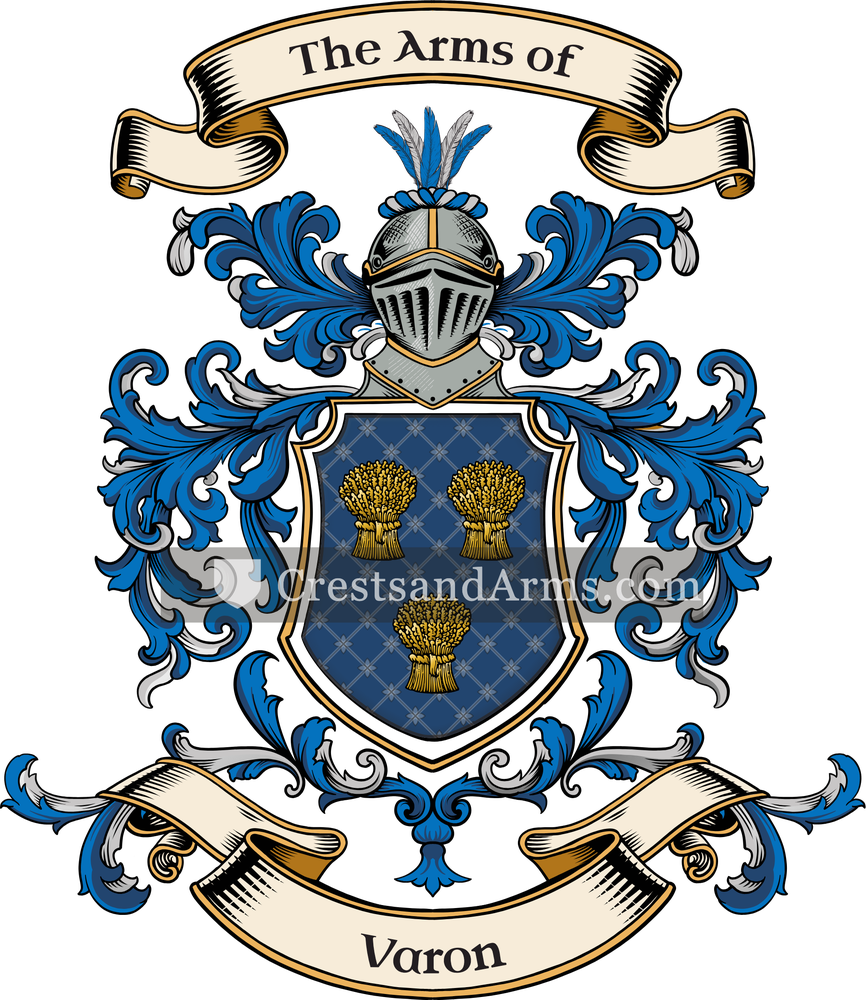 The Varon coat of arms, drawn from the recorded blazon