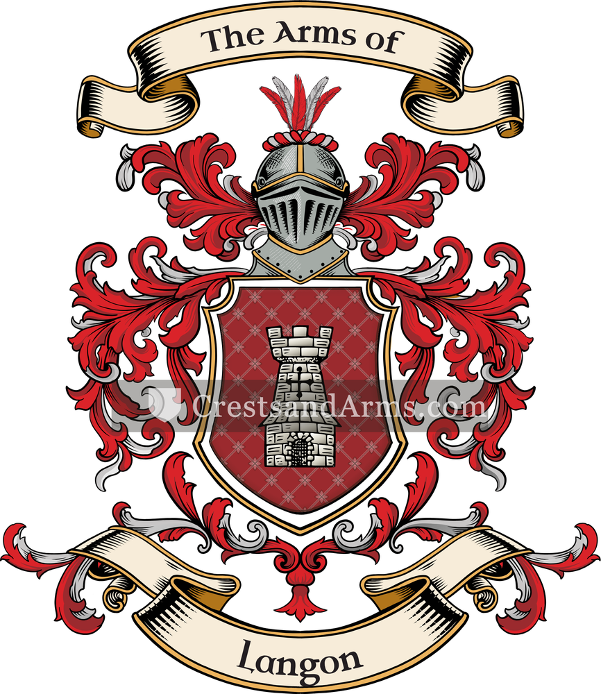 The Langon coat of arms, drawn from the recorded blazon