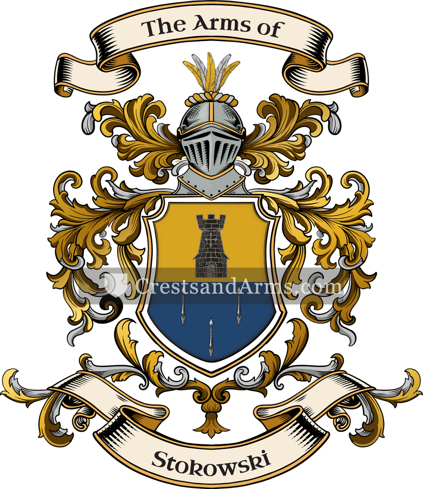 The Stokowski coat of arms, drawn from the recorded blazon