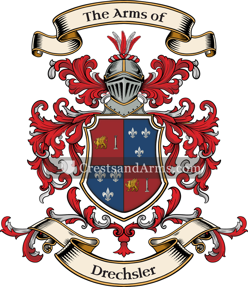 The Drechsler coat of arms, drawn from the recorded blazon