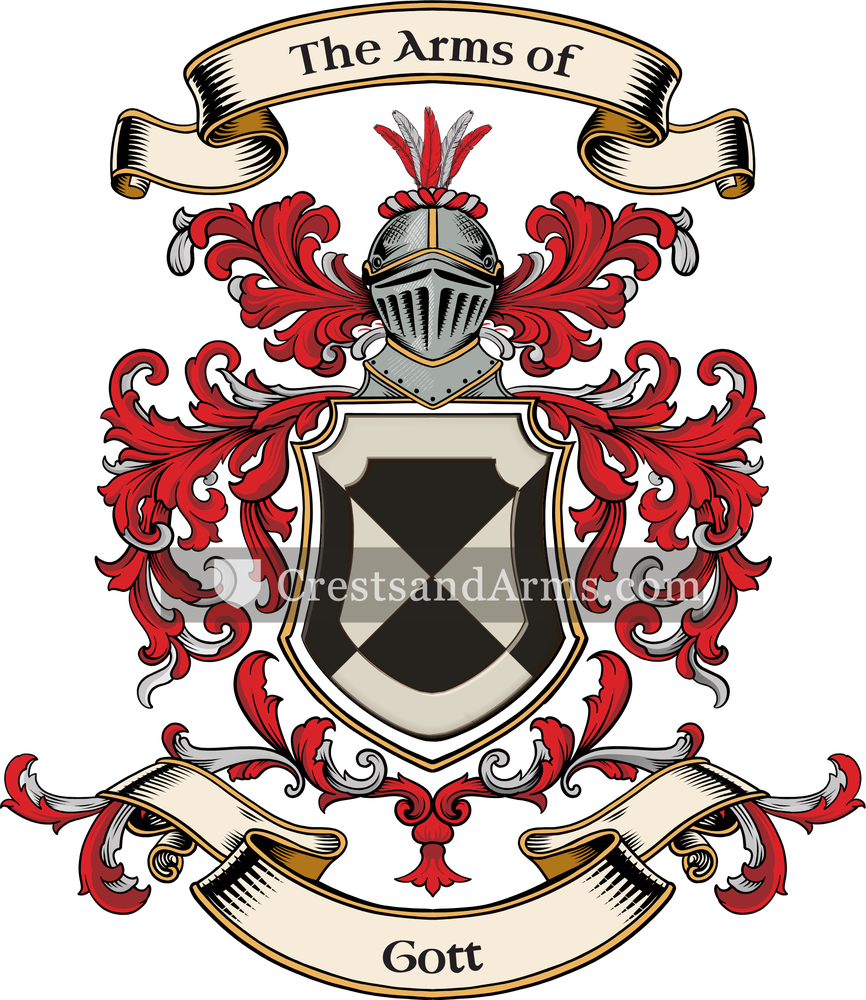 The Gott coat of arms, drawn from the recorded blazon