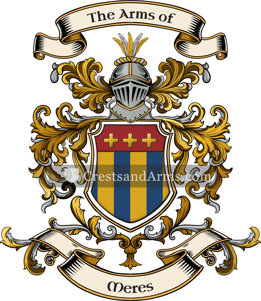 The Meres coat of arms, drawn from the recorded blazon