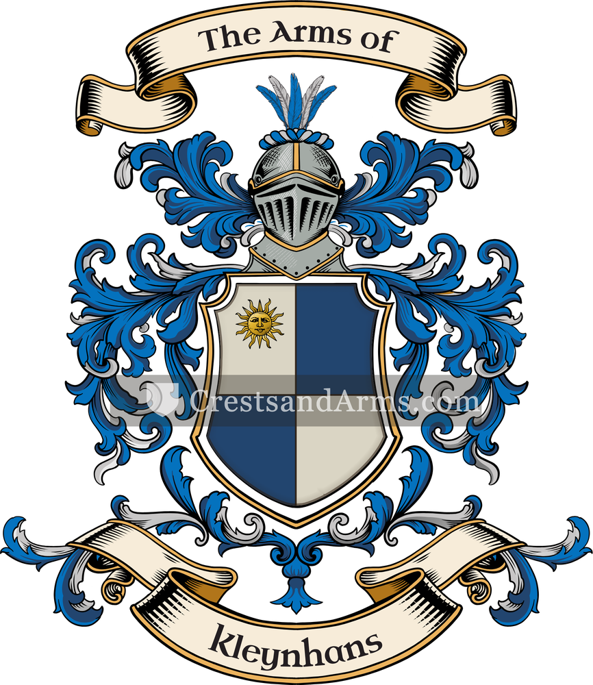 The Kleynhans coat of arms, drawn from the recorded blazon