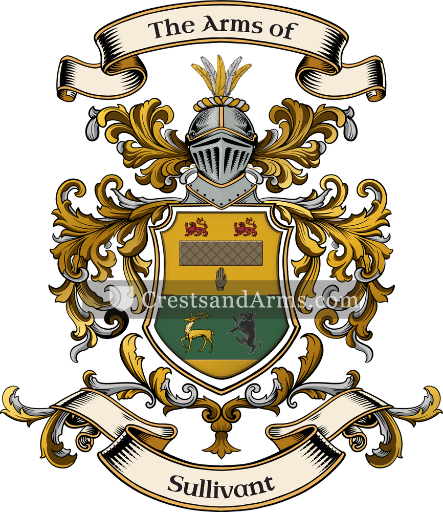 The Sullivant coat of arms, drawn from the recorded blazon