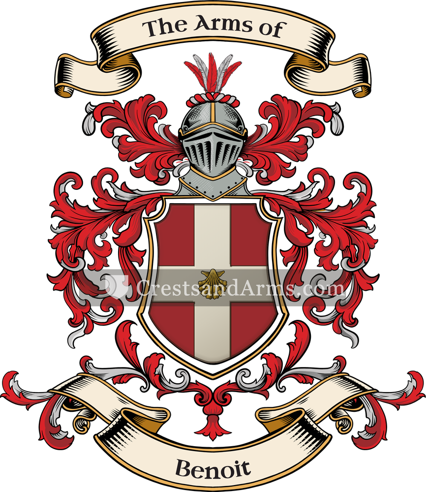 The Benoit coat of arms, drawn from the recorded blazon
