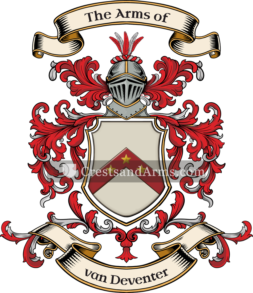 The van Deventer coat of arms, drawn from the recorded blazon