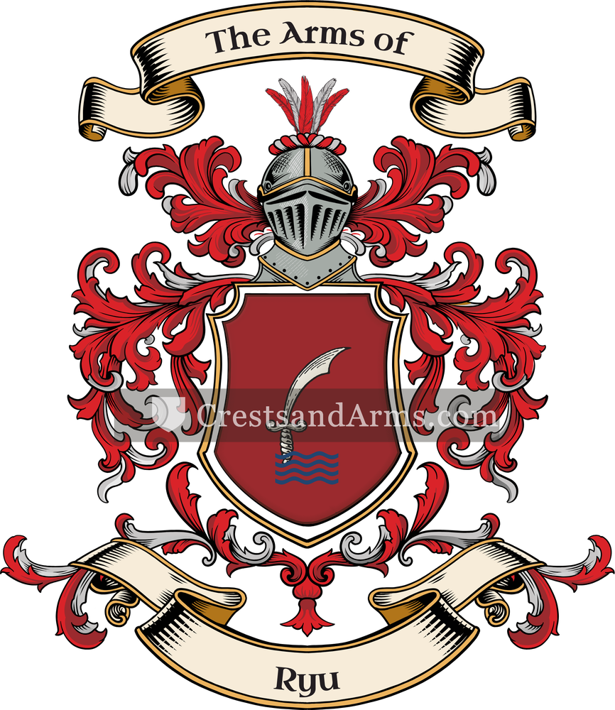 The Ryu coat of arms, drawn from the recorded blazon