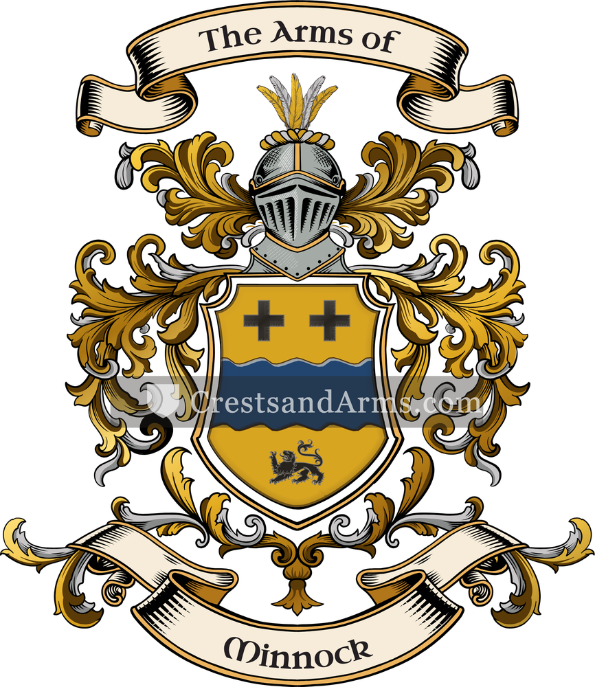 The Minnock coat of arms, drawn from the recorded blazon