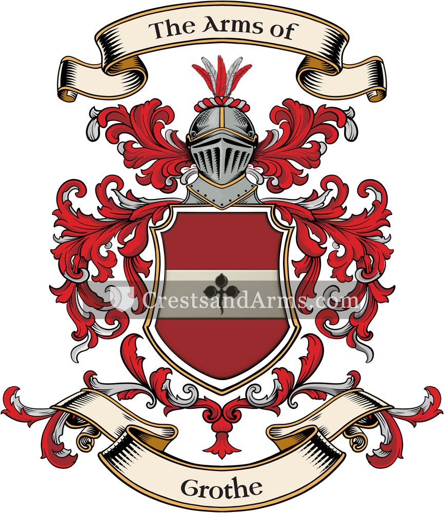 The Grothe coat of arms, drawn from the recorded blazon