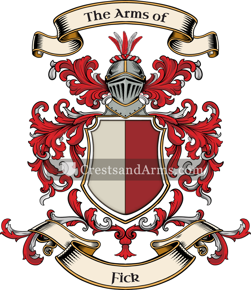 The Fick coat of arms, drawn from the recorded blazon