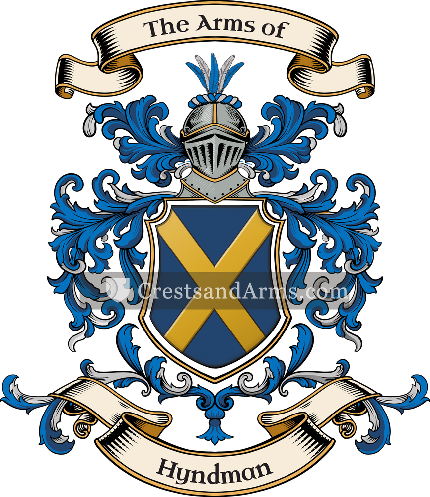 The Hyndman coat of arms, drawn from the recorded blazon