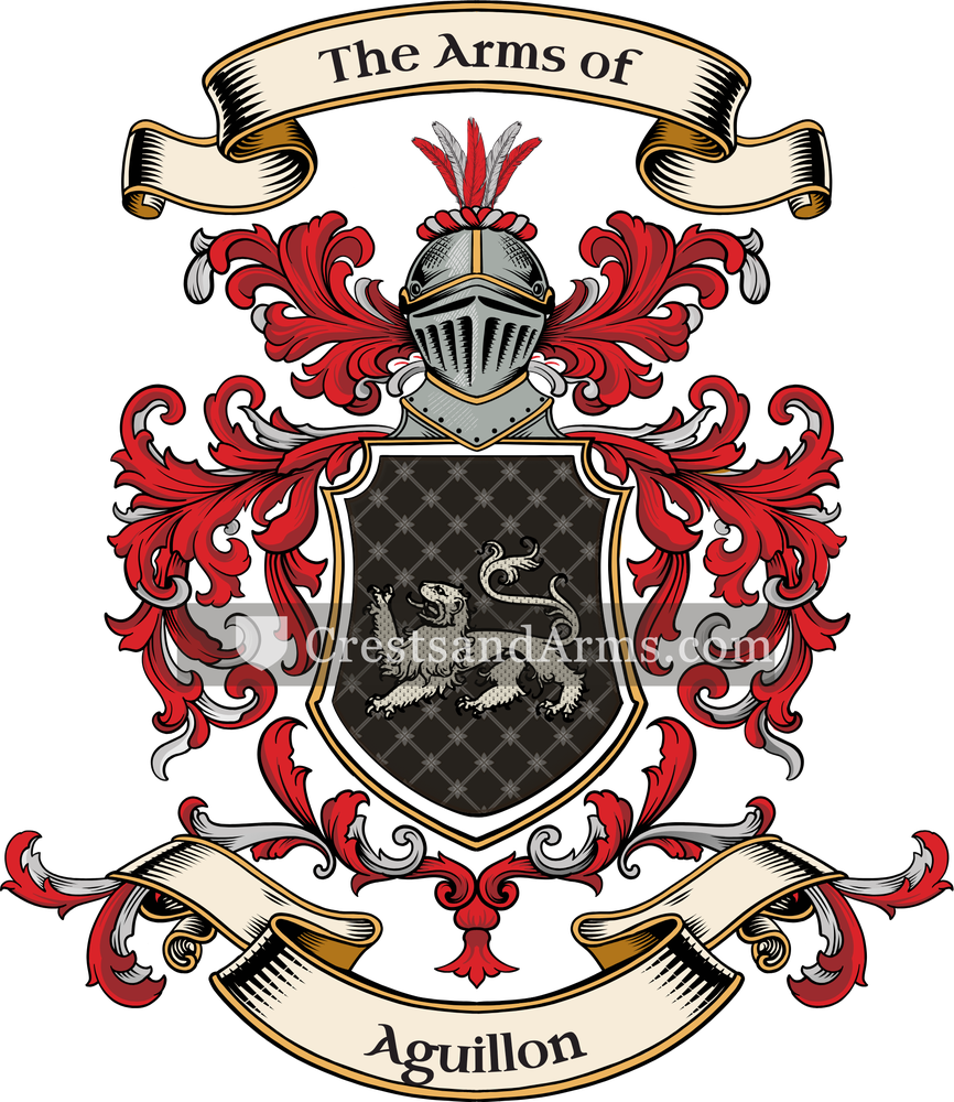 The Aguillon coat of arms, drawn from the recorded blazon