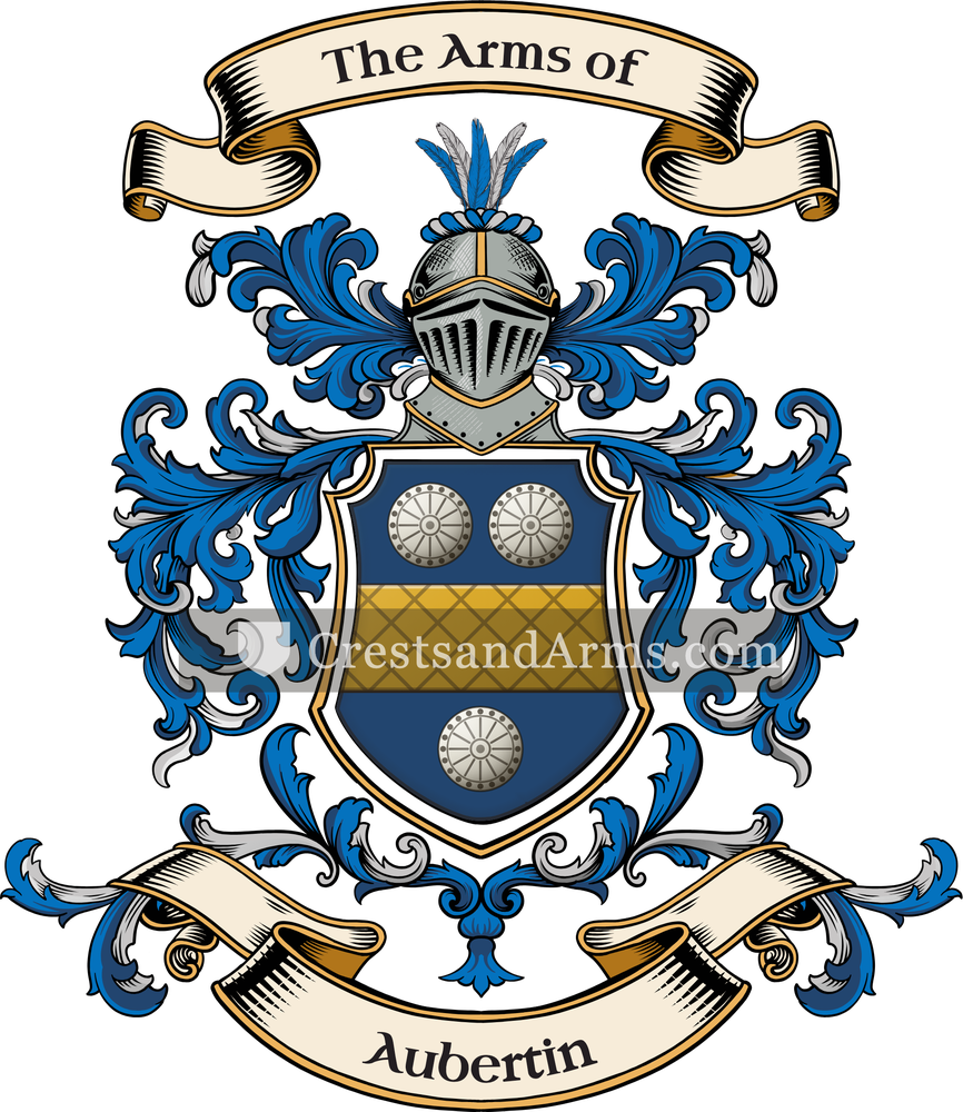 The Aubertin coat of arms, drawn from the recorded blazon