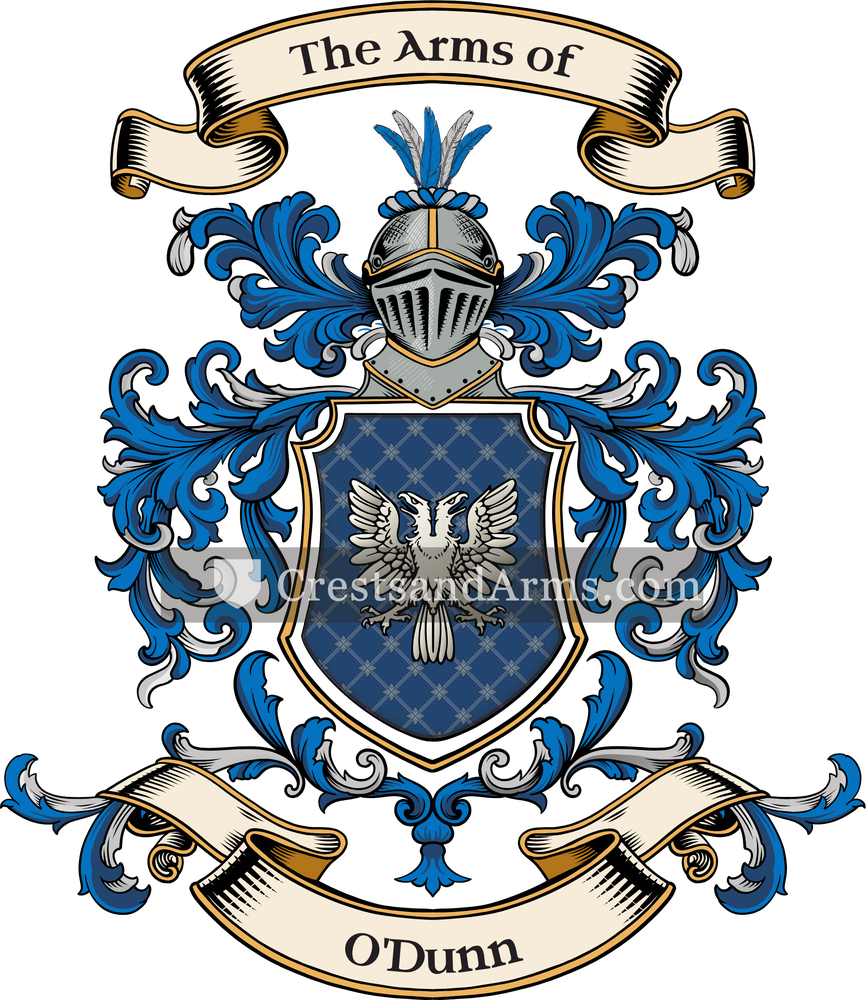The O'Dunn coat of arms, drawn from the recorded blazon