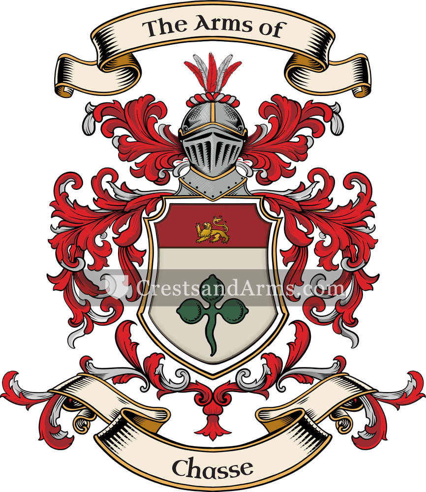 The Chasse coat of arms, drawn from the recorded blazon