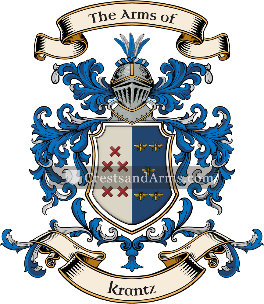 The Krantz coat of arms, drawn from the recorded blazon