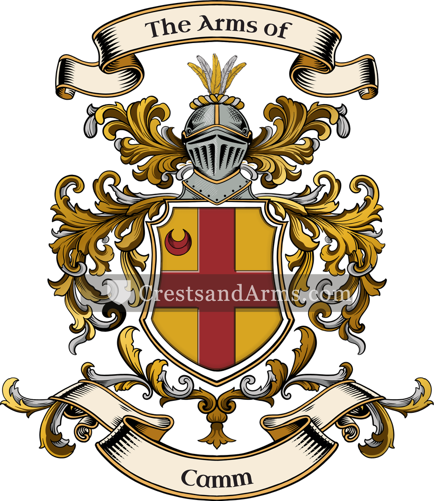 The Camm coat of arms, drawn from the recorded blazon