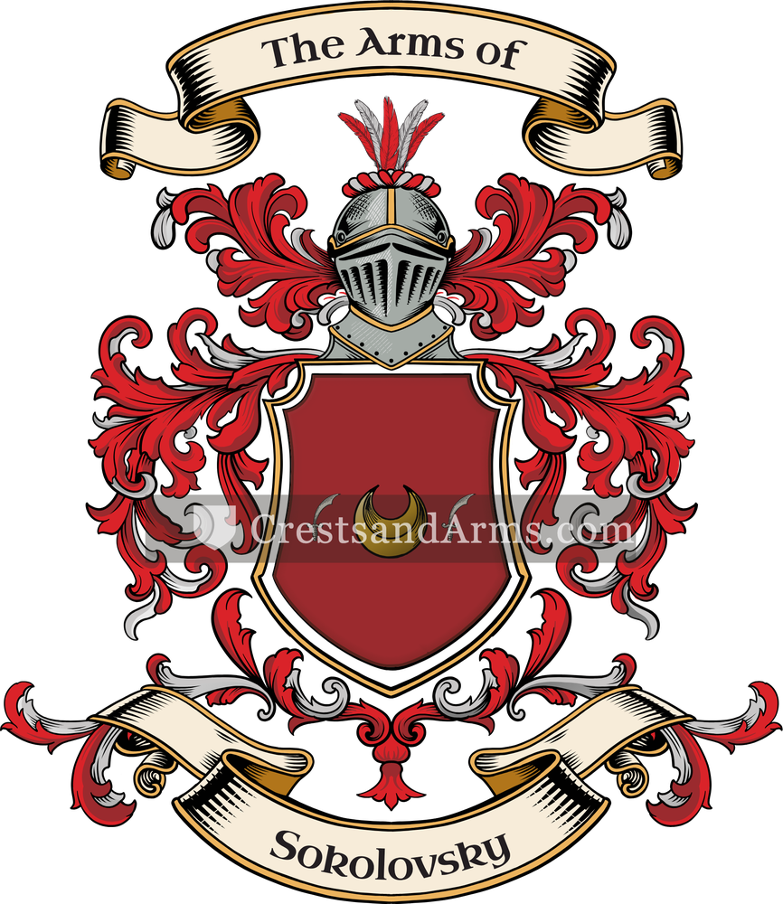 The Sokolovsky coat of arms, drawn from the recorded blazon